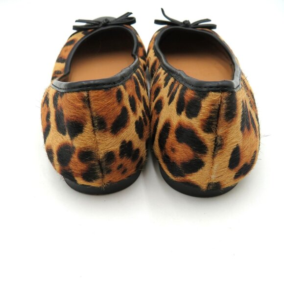 J.Crew Shoes Womens Size 7.5 Leopard Calf Hair Black Cap Toe Ballet Flats - Picture 3 of 8